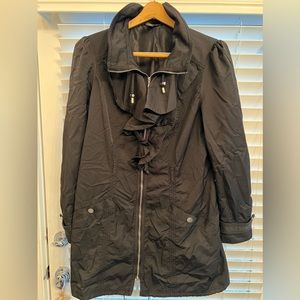 White House Black Market black coat with ruffle